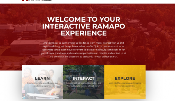 Image of a website with the headline 'Welcome to Your Interactive Ramapo Experience'