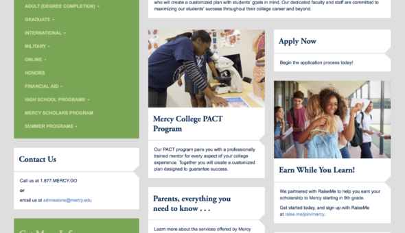 Mercy College no RFI Landing Page