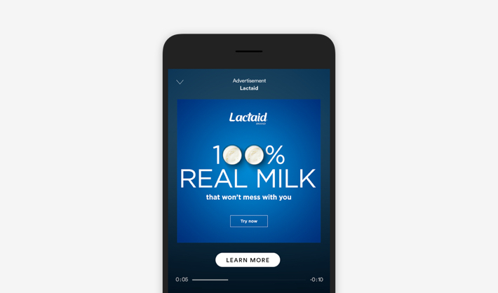 Lactaid spotify Ad example
