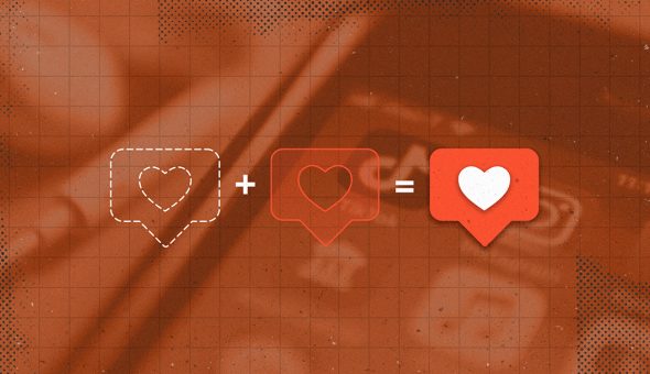Graphic design of social media heart icons