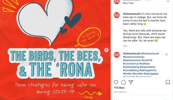 Instagram post encouraging students to be safe about coronavirus.