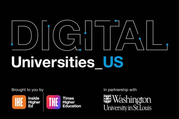 Digital Universities US conference image, name of the conference and organizers on a black background