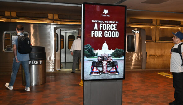 Texas A&M "A Force for Good" ad in the DC subway station